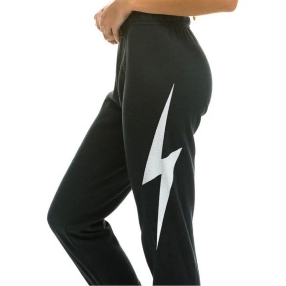 Aviator Nation White Lightning BOLT Sweatpants Navy Blue Small - Picture 2 of 14